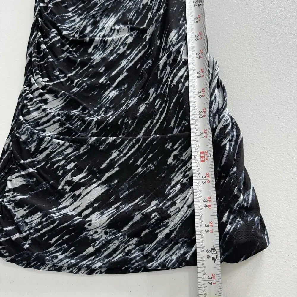 Theory‎ Womens Dress P Black Etta Storm Cloud Print Bodycon Ruched Mesh Y2K Goth